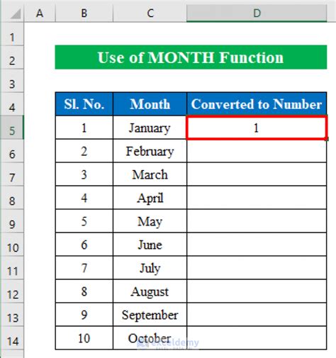 how to convert number to months in excel