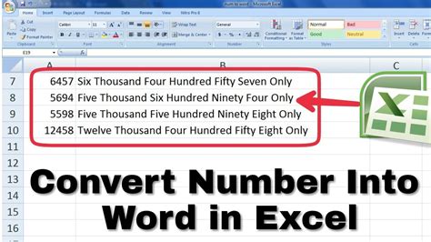 how to convert numbers into words in excel