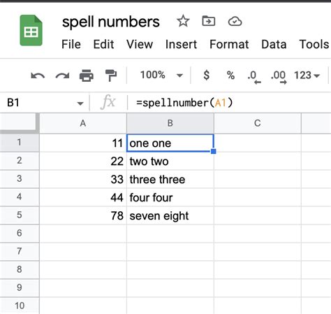 how to convert numbers to words in google sheets