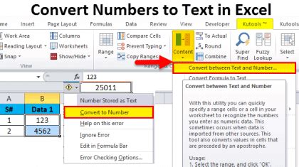 how to convert numeric value in text in excel