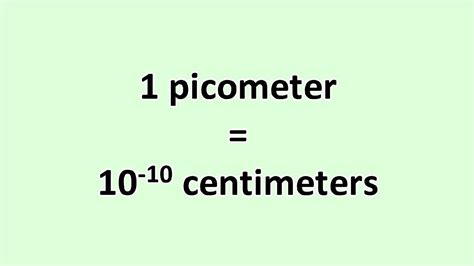 how to convert picometer to cm
