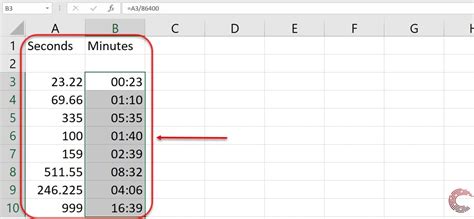 how to convert seconds to minutes format in excel