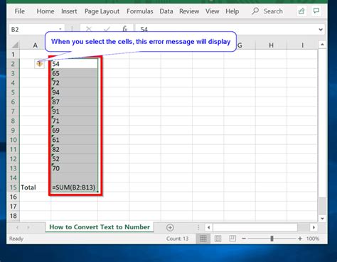 how to convert text to number in excel multiple cells