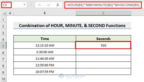 how to convert time to seconds using excel