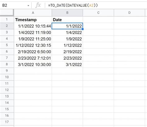 how to convert timestamp to date in google sheets