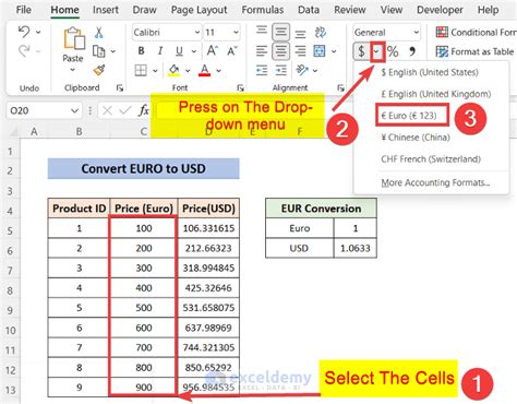 how to convert to euros in excel