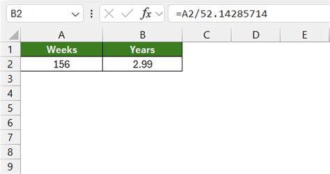 how to convert weeks to years in excel