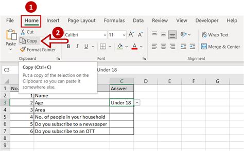 how to copy a drop down list from one excel sheet to another