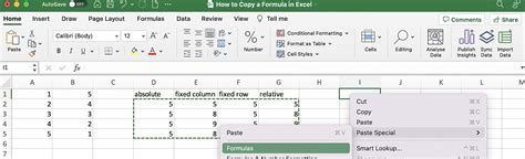 how to copy a formula and paste only the formula and number formatting in excel
