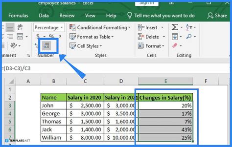 how to copy a percentage formula in excel