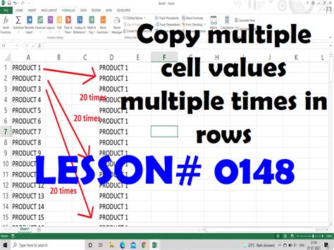 how to copy a set of data multiple times in excel