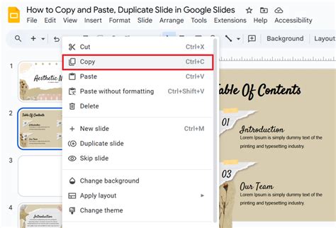 how to copy and paste a image on google slides