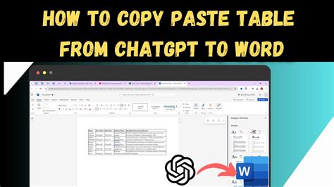 how to copy and paste a table in word from chatgpt