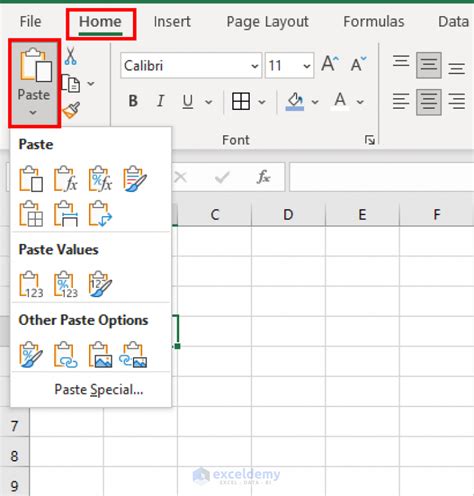 how to copy and paste in excel without changing cell size