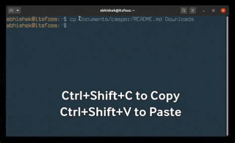 how to copy and paste in linux terminal