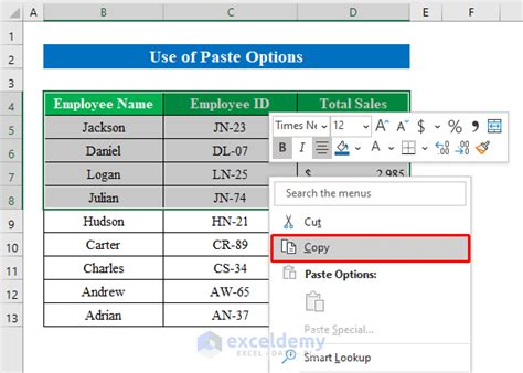 how to copy and paste multiple items in excel