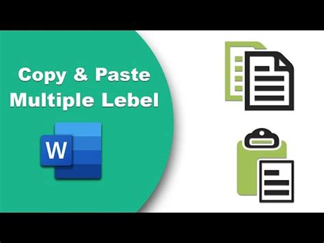 how to copy and paste multiple labels in word
