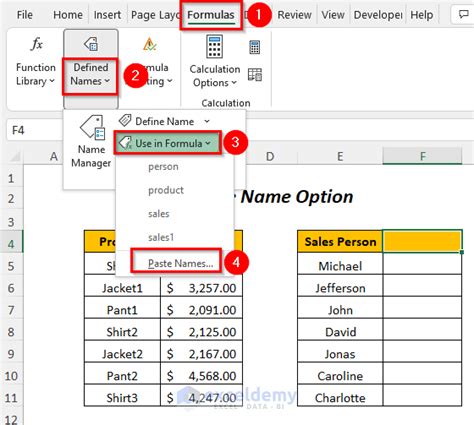 how to copy and paste names in excel