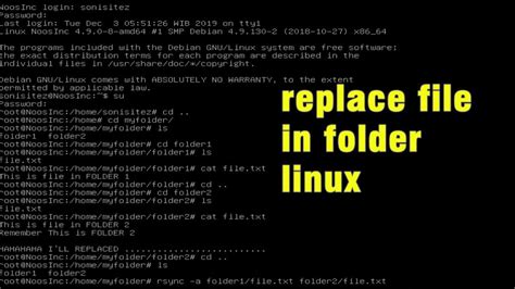 how to copy and replace files in linux
