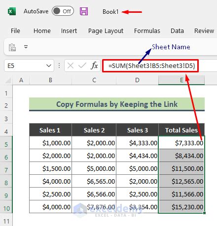 how to copy data from one excel sheet to another with formula