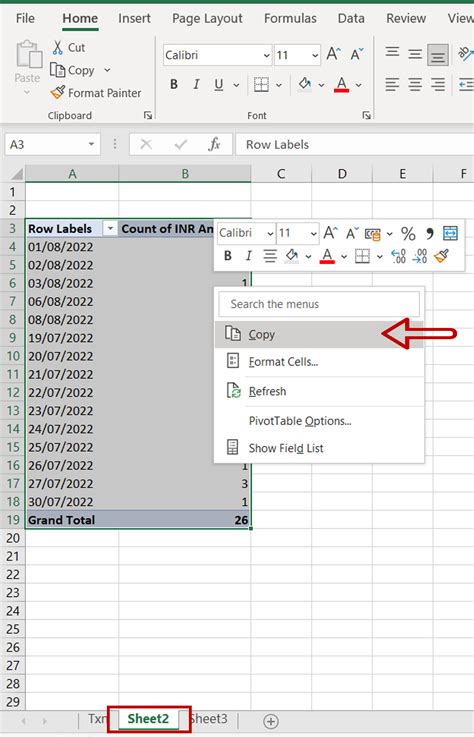how to copy data into excel