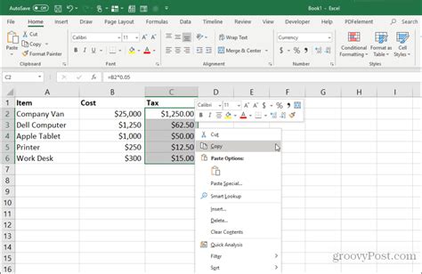 how to copy different cells in excel on mac