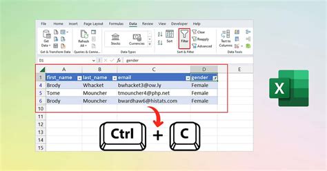 how to copy filtered cells in excel shortcut