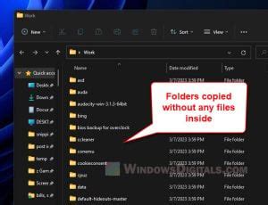 how to copy folder structure without files in windows