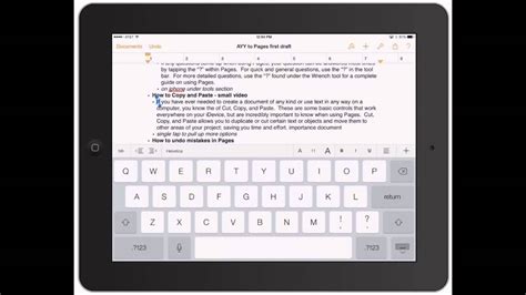 how to copy in pages on ipad