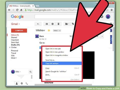 how to copy link in document