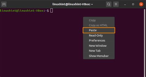 how to copy paste command in linux terminal