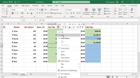 how to copy paste data with formula in excel