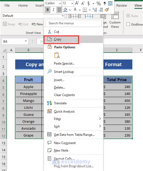 how to copy paste in excel without formatting