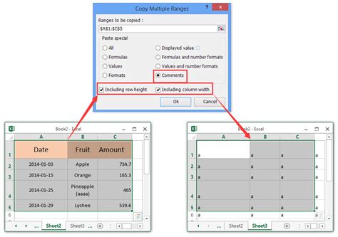 how to copy same cell size in excel