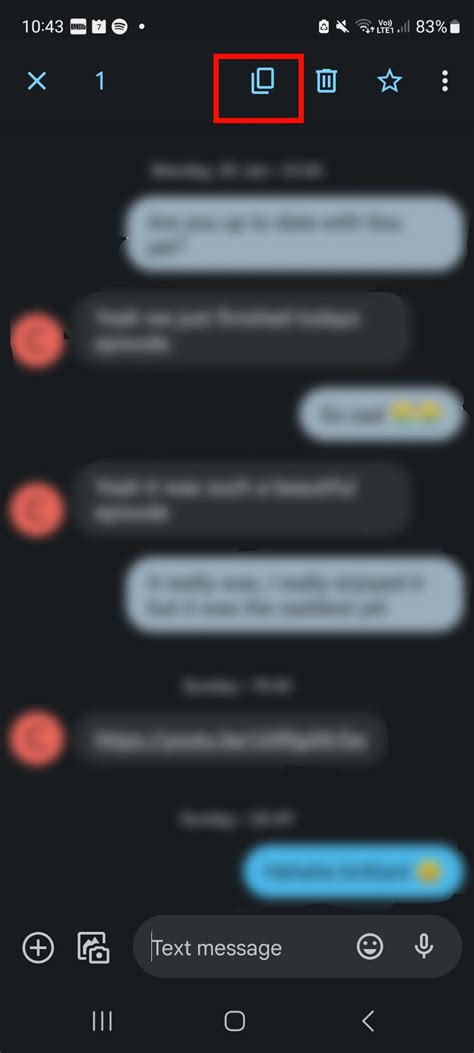 how to copy text in google messages app