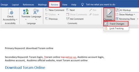 how to copy word document and keep track changes