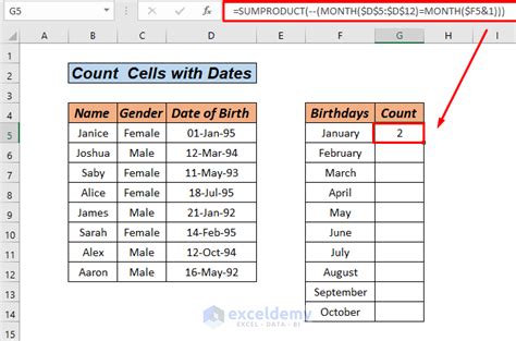 how to count cells in excel based on date