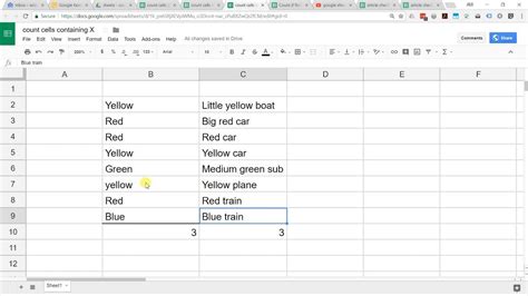 how to count cells with text in google sheets