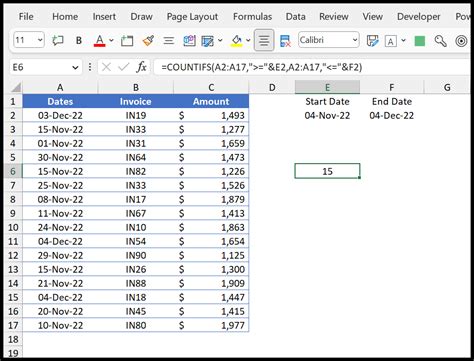 how to count dates in excel using countifs