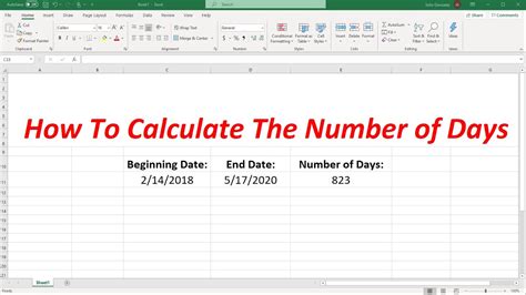how to count days in excel sheet