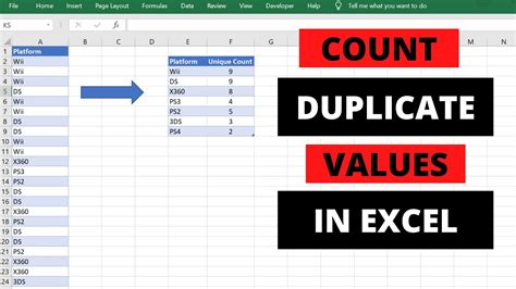 how to count duplicate values in excel