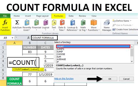how to count formula on excel