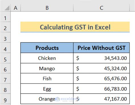 how to count gst in excel