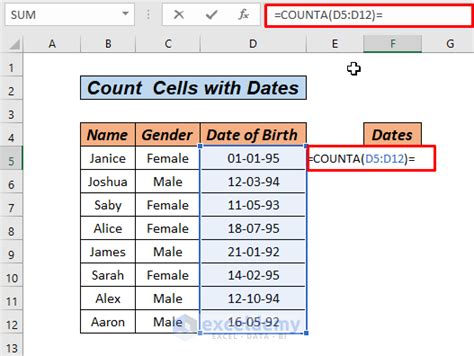 how to count how many dates in excel