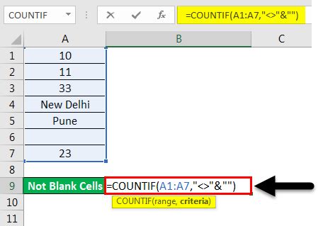 how to count if cell is not blank