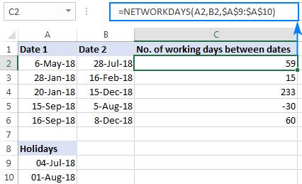 how to count number of business days in excel