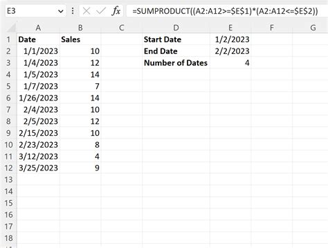 how to count number of date occurrences in excel