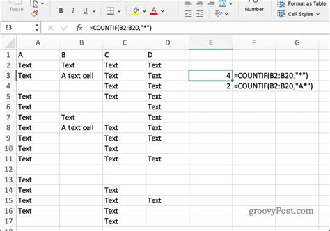 how to count number of text values in excel