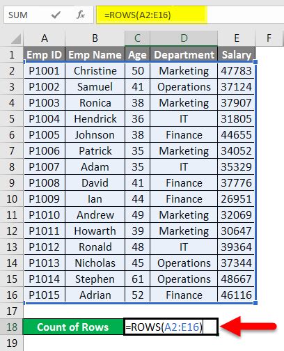 how to count rows with data in excel formula