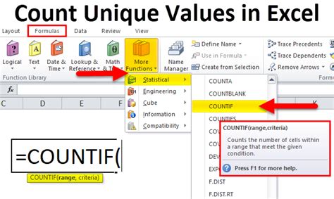 how to count unique values in excel using a formula